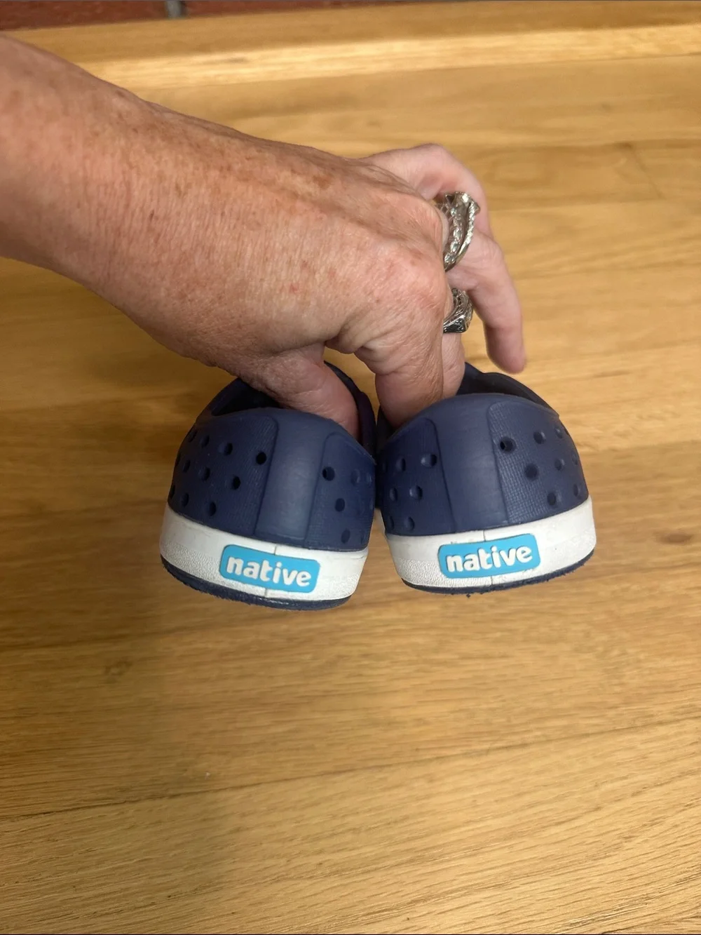 Native Kids Slip-On Water Shoes in Navy with White Toe
